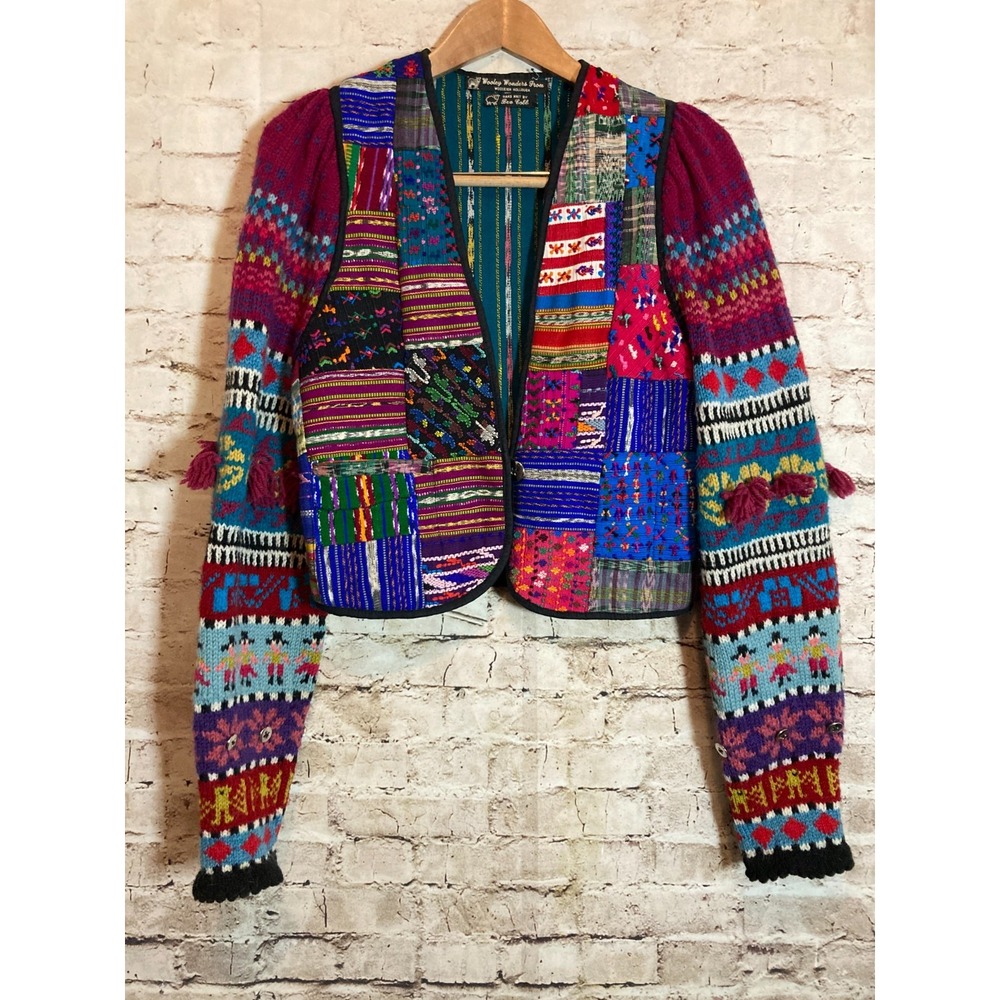 Bev Cobb Artsy Jacket Womens Large  Art To Wear Rare Patchwork Wool & Embroidery